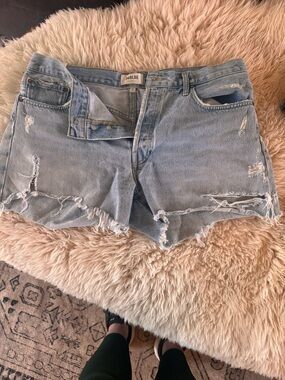 Parker AGOLDE Light Blue Distressed Denim Shorts